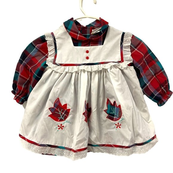 Baby Togs Other - Vintage Baby Togs Dress Size 2T months Plaid Square Collar Lace Christmas New